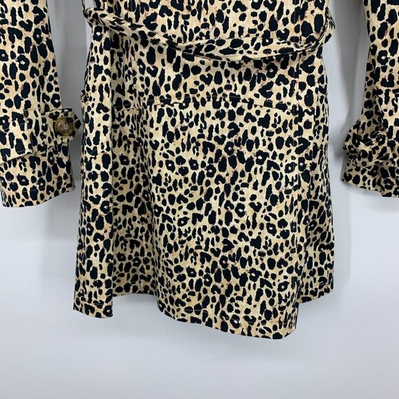 Forever 21 Trench Coat Leopard Double Breasted Belted Lined - Picture 10 of 10